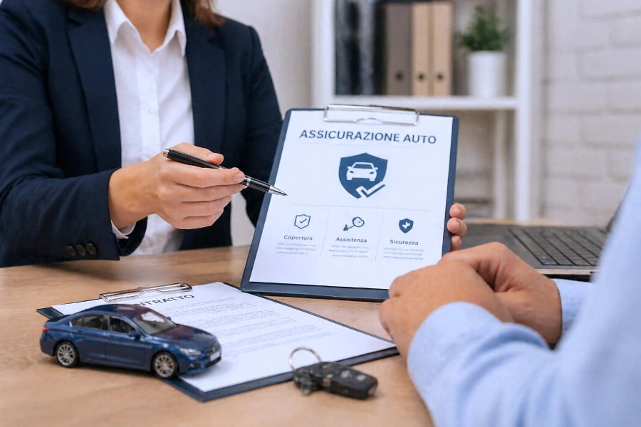 Persona che spiega assicurazione auto - Immagine generata con AI