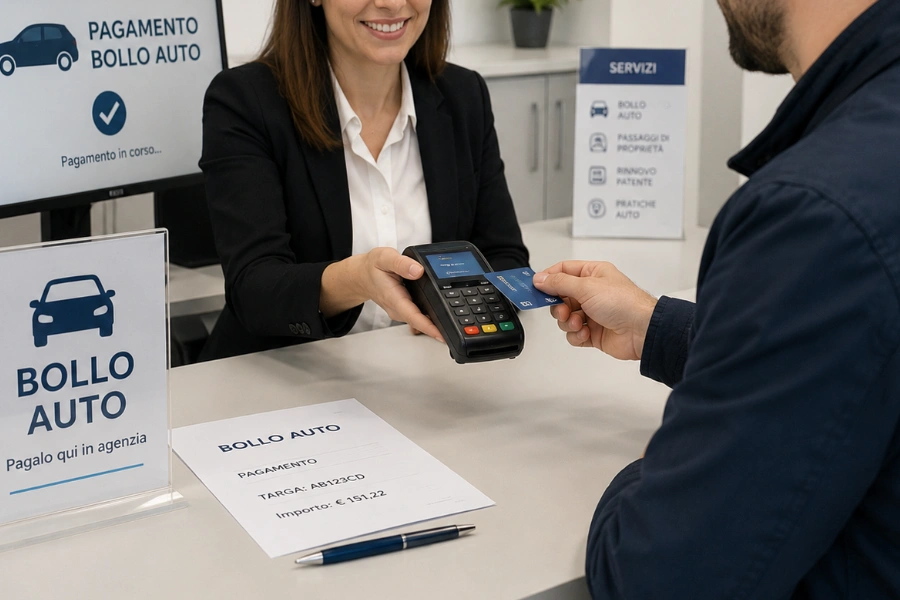 Persona che effettua pagamento bollo auto - Immagine generata con AI