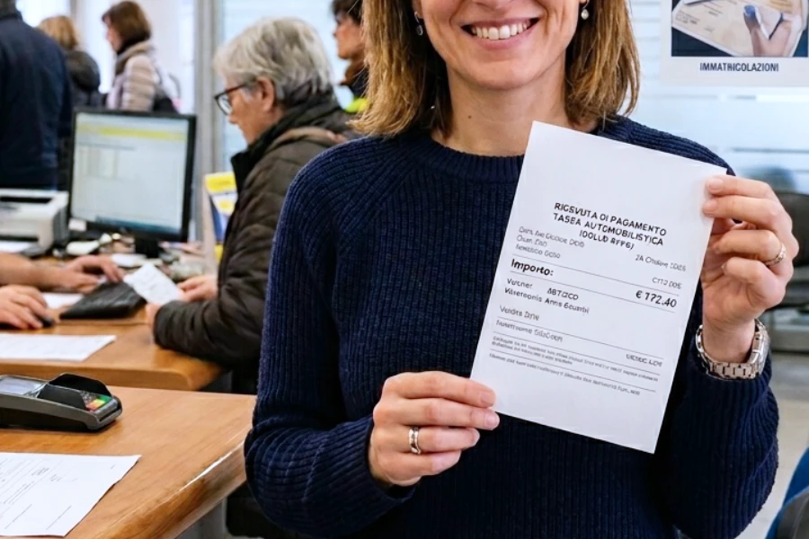 Persona con ricevuta di pagamento - Immagine generata con AI