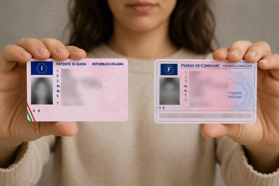 Persona che tiene in mano patente - Immagine generata con AI
